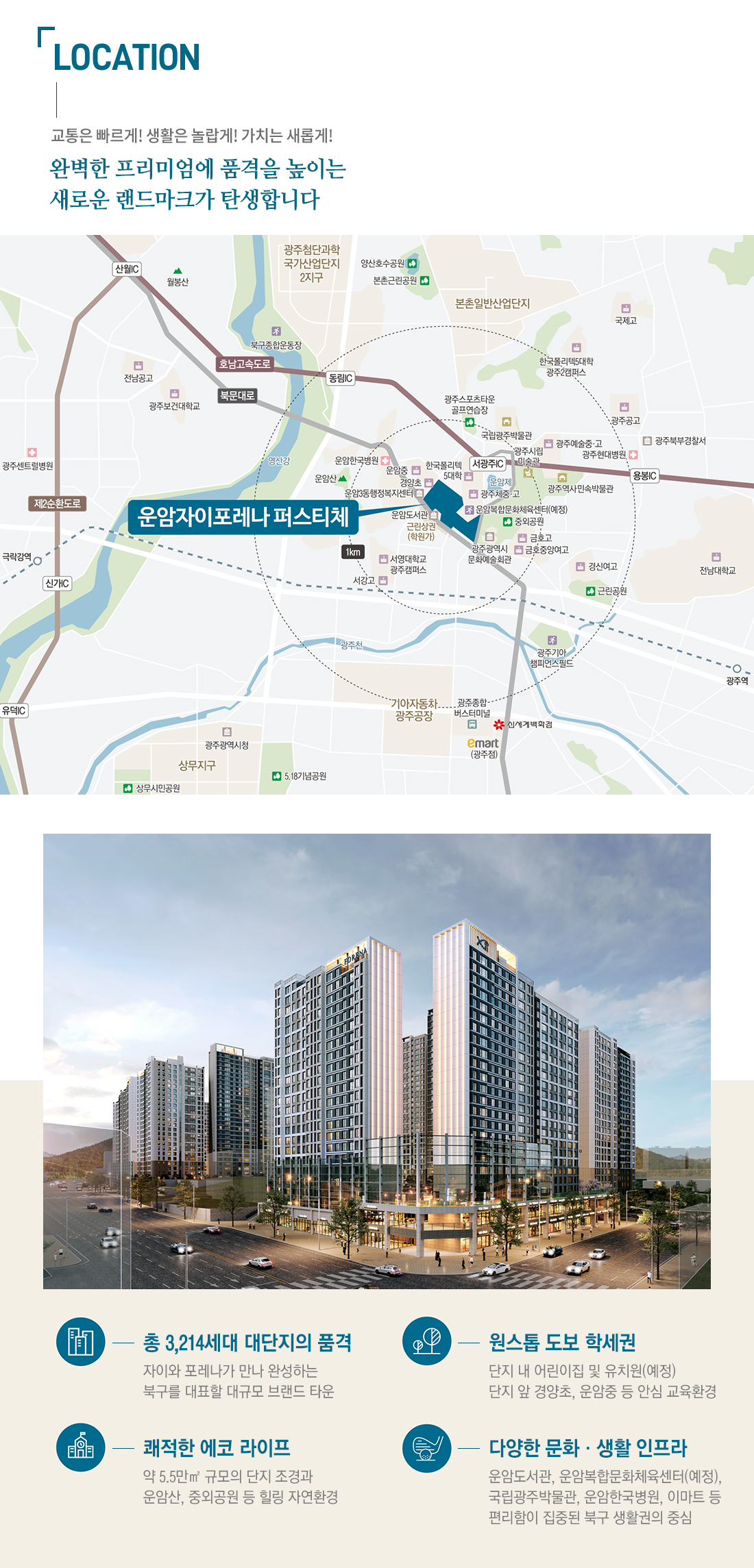 운암자이포레나 교통 인프라 안내 - 호남고속도로, 제2순환도로 인접